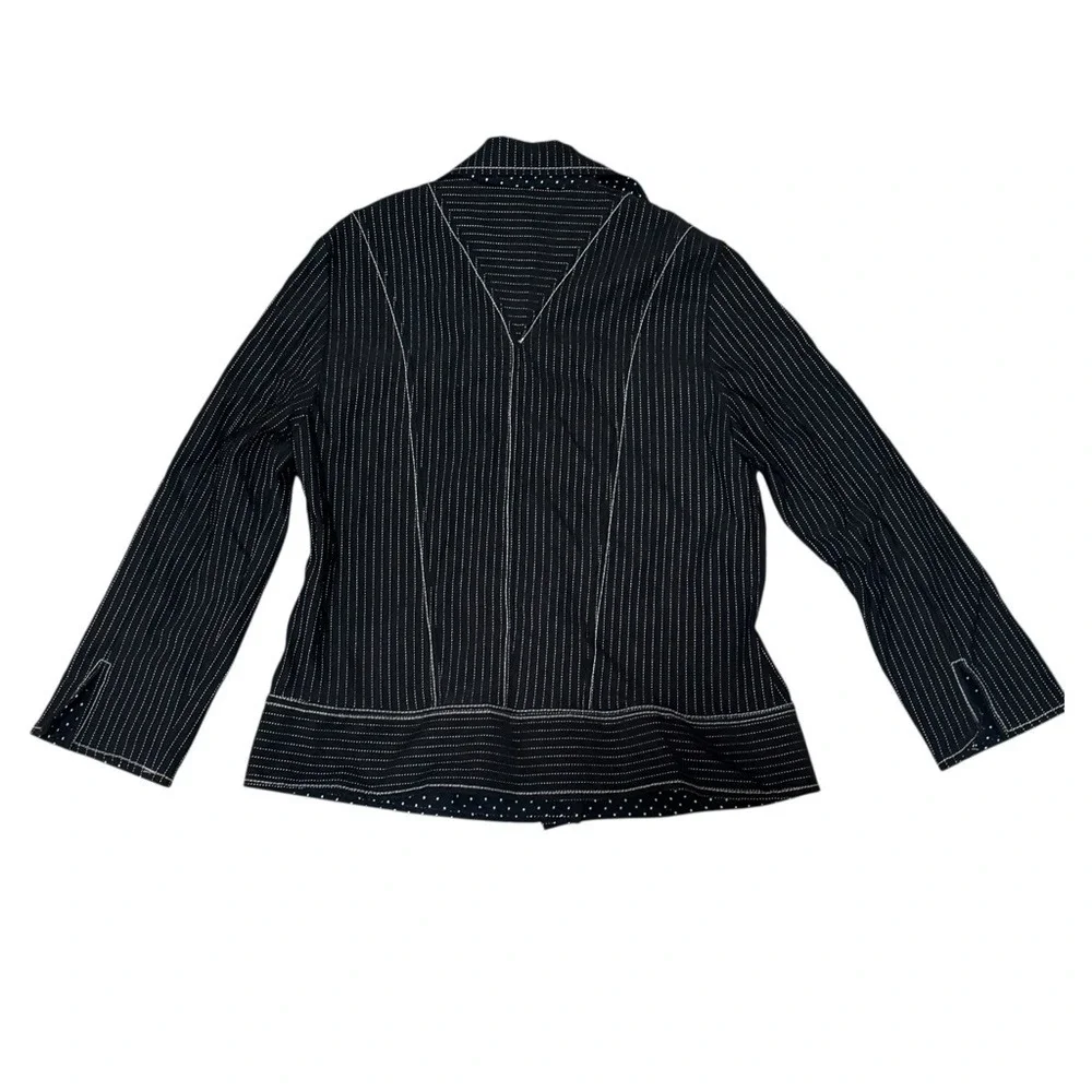 Y2K 90s Black‎ Button Up White Stitching Railroad Utility Stripes Western Grunge - Picture 3 of 11